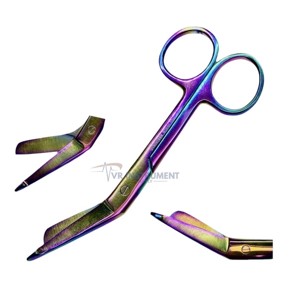 VR Instrument Supply Lister Bandage Scissors 4.5-Inch Stainless Steel Shears - Multi-Colored Rainbow Titanium Finish Cut Through Bandages, Dressing, Tape, Gauze, Clothing