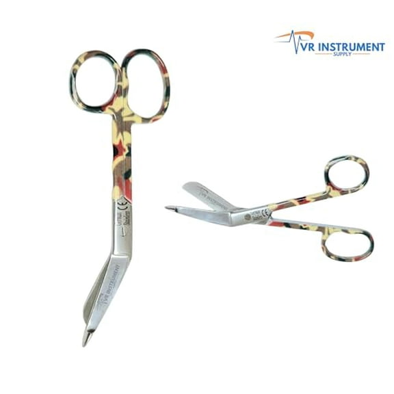 VR Instrument Supply Lister Bandage Scissors 5.5-Inch Stainless Steel Shears Cut Through Bandages, Dressing, Tape, Gauze, Clothing Color Camouflage Army Style