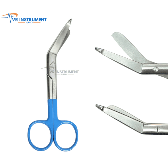 VR Instrument Supply Lister Bandage Scissors 5.5-Inch Stainless Steel Shears-Titanium Finish Cut Through Bandages, Dressing, Tape, Gauze, Clothing Blue Handle