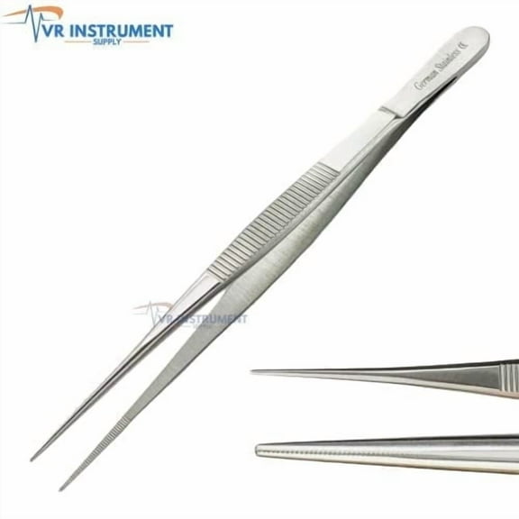 VR Instrument Supply Precision Lab German Tweezer Thumb Dissecting Forceps Serrated Fine Tip  6"