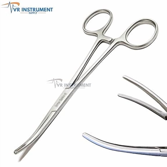 VR Instrument Supply Precision Locking Clamp Tool 6.25"  Curved Jaws with Textured Grip  German Stainless Steel