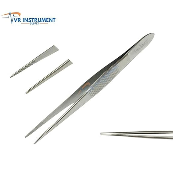 VR Instrument Supply Splinter Forceps High Precision Straight Serrated Point 4.5 inch German Stainless CE