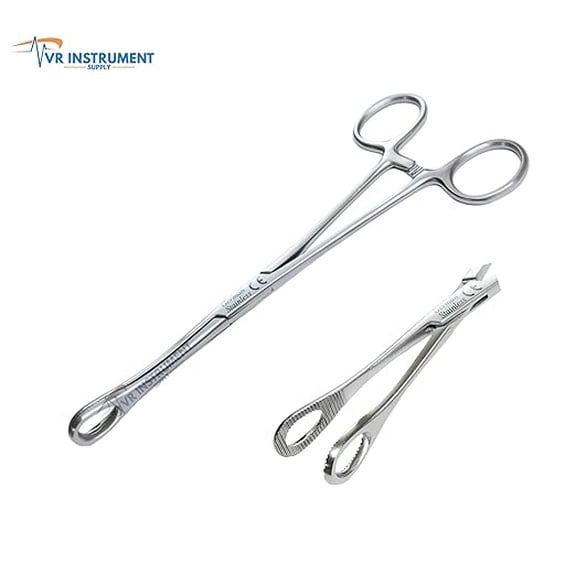 VR Instrument Supply Sponge Holding Clamp 7" Straight Serrated Body Piercing Tool German Stainless CE