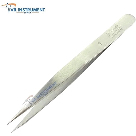 VR Instrument Supply Stainless Steel Anti-Static Watchmaker Jewelry Tweezers Maintenance Repair Tools No 3