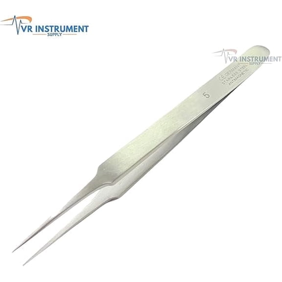 VR Instrument Supply Stainless Steel Anti-Static Watchmaker Jewelry Tweezers Maintenance Repair Tools No 5