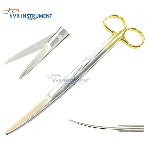VR Instrument Supply T/C Mayo Scissors Curved 8" Tungsten Carbide Inserts Blunt/Blunt German Stainless CE