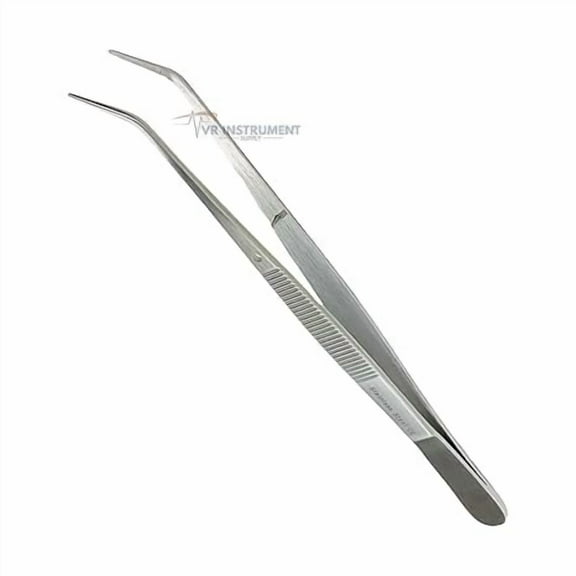 VR Instrument Supply Tweezers with Curved Serrated Tip Multipurpose Forceps German Stainless CE