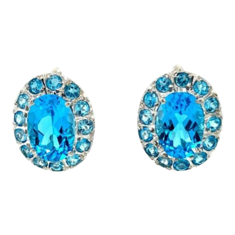 V3 Jewelry 925 Sterling Silver with Mercury Opal Topaz and White Topaz Halo Stud Earrings