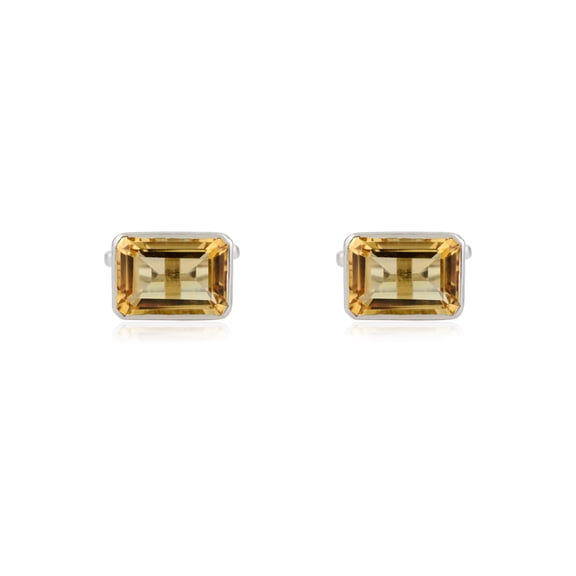 VR Jewels 925 Sterling Silver Statement Cufflinks with 13.16 Ct Natural Citrine | Wedding Gift