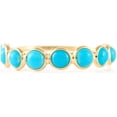 thumbnail image 1 of VR Jewels Dainty Round Cut Stackable Turquoise Unisex Band Ring In 14K Solid Yellow Gold- Everyday Jewelry, 1 of 6