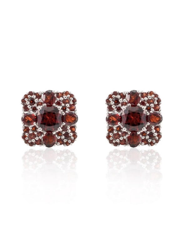 Handmade Garnet Studded Cufflinks Made in 925 Sterling Silver Button