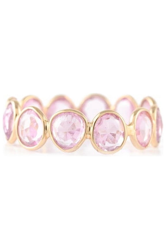 Modern Pink Sapphire Eternity Band in 18K Solid Yellow Gold- Party Wear Gemstone Stacking Ring for Women's