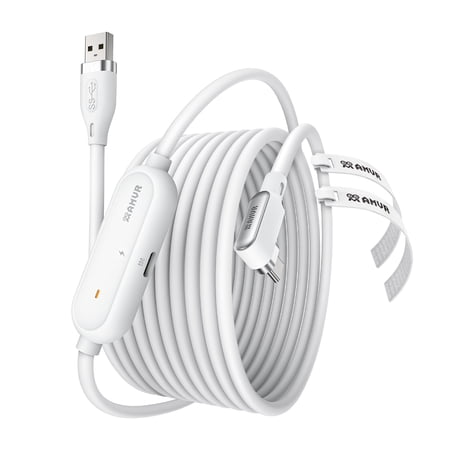 VR Link Cable with Charging 16FT Compatible with Meta Quest 3/3S/2/Pico 4 Accessories, Nylon Braided Cable with USB 3.0 A to C Adapter for SteamVR/PCVR, High-Speed Max 5Gbps, Play While Charger
