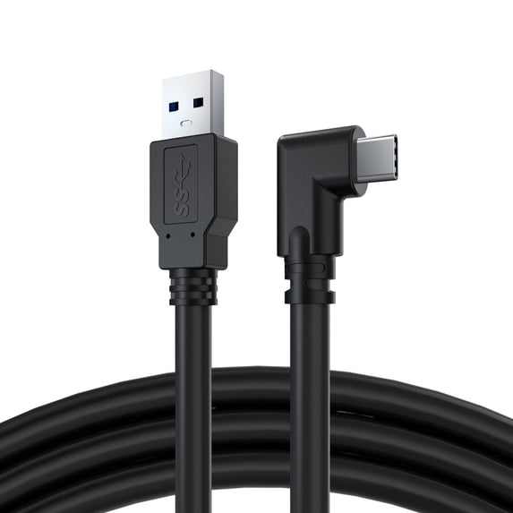 VR Link Cable for Meta Quest 3 and Meta Quest 2, USB-C to USB-A, USB 3.2 Gen 1 High-Speed Data Cable, Right-Angle Connector, 16 ft