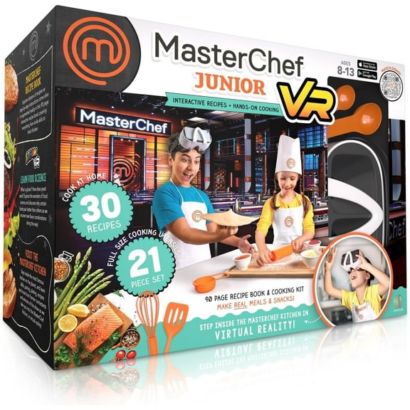 Abacus Brands VR MasterChef Junior Virtual Reality Recipe Book & Cooking Set for Kids | STEM Toys with VR Goggles