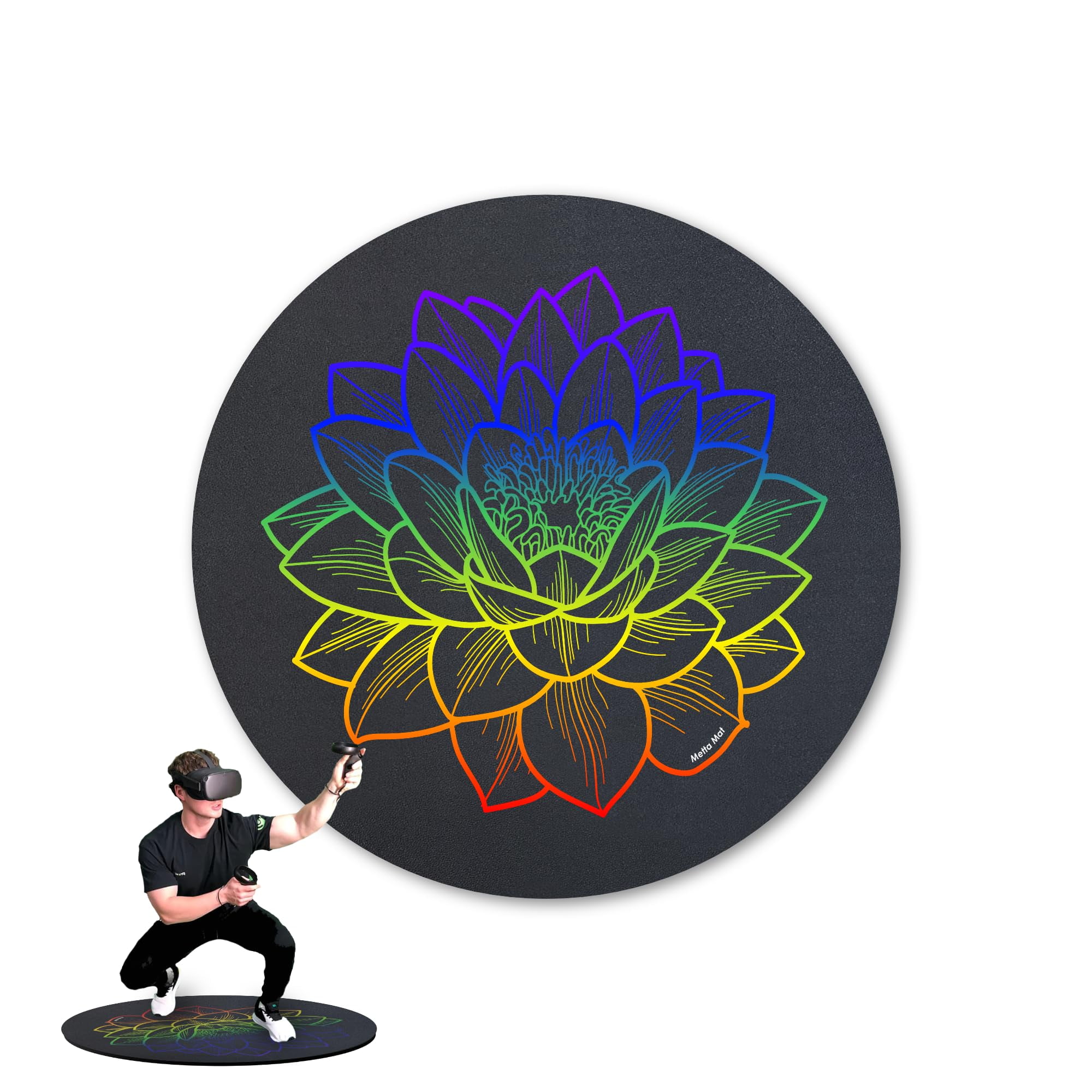 VR Mat - ProxiMat 35 Special Edition Lotus Round Anti-Fatigue Mat for Virtual Reality - Play with Both Feet on The Mat - Compatible with Oculus Meta Quest, HTC VIVE, and More