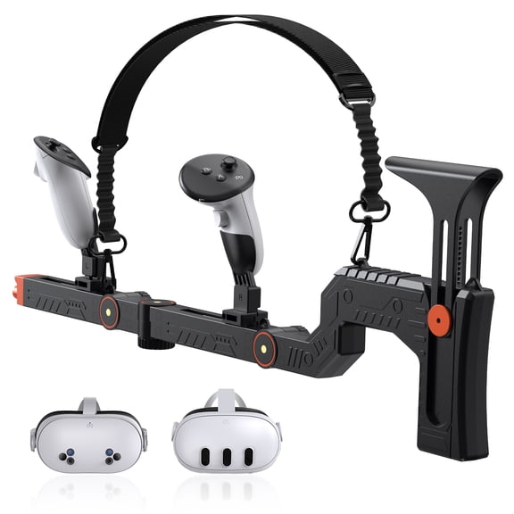 VR Rifle Stock with Magnetic Adjustment for Meta Quest 3/3S, FPS Shooting Game Accessories with Shoulder Strap, Compatible with Oculus Quest 3