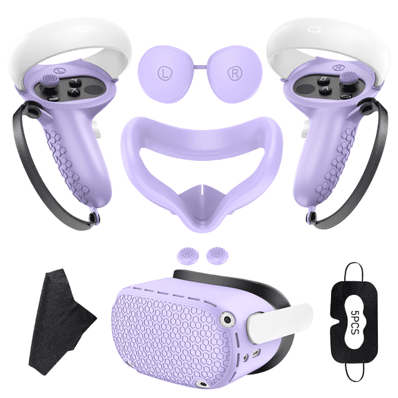 For VR Silicone Shell Covers Thumbsticks Silicone Set of Seven Items Purple Compatible with Meta Quest2