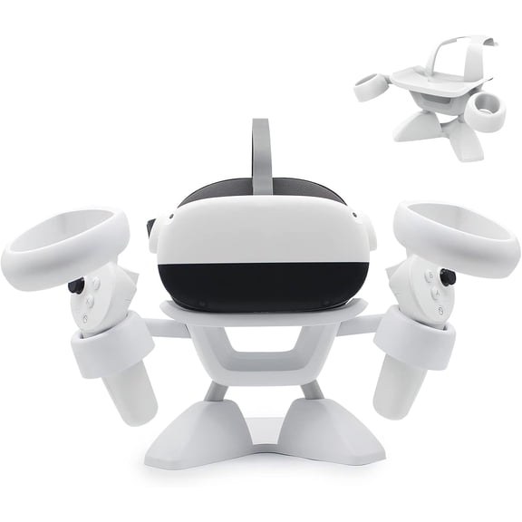 VR Stand, VR Headset Stand VR Display Holder Storage Virtual Reality Headset Desktop Display Stand for Oculus Quest 2, Quest 3/3s, Rift, Rift S, Valve Index Headsets & Touch Controllers