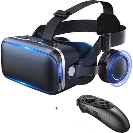 VR Virtual Reality VR Headset 3D Glasses Headset Helmets VR Goggles for TV, Movies & Video Games Compatible iOS, Android &Support 4.7-6.53 inch with Remote Control
