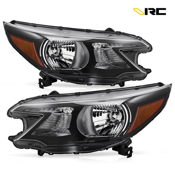 VRC Fit for 2012-2013 2014 Honda CR-V Halogen Black Headlights Headlamps Replacement Left+Right