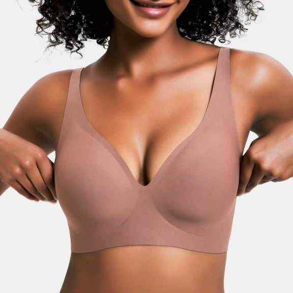 VRCOMFY Plus Size Wireless Bra for Women, Everyday Wear Push Up Full Coverage Bra, Comfortable Underwire-Free Bra with Breathable Fabric  Wide Side Wings