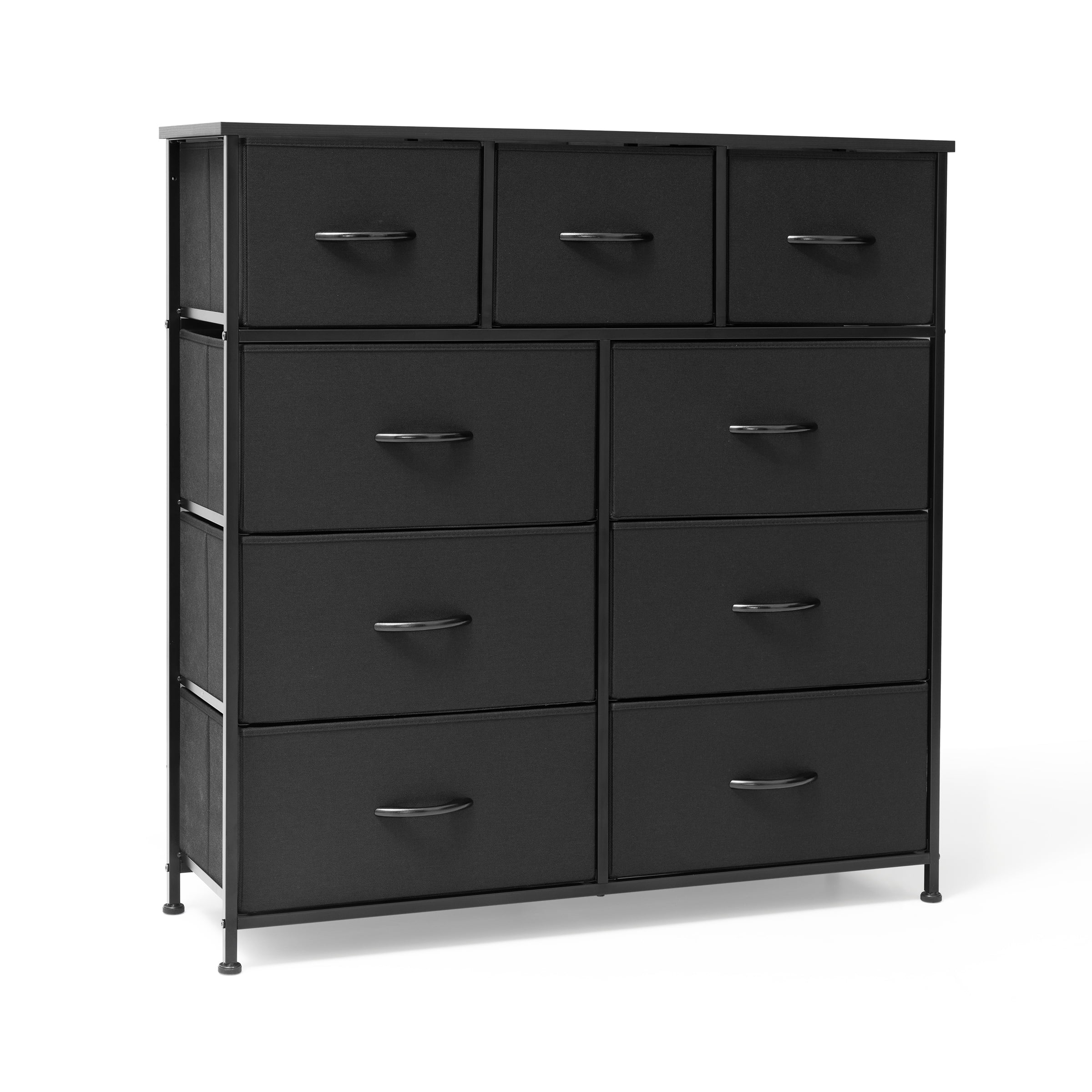 VREDHOM Extra Wide 9 Drawers Fabric Dresser Storage Organizer Black ...