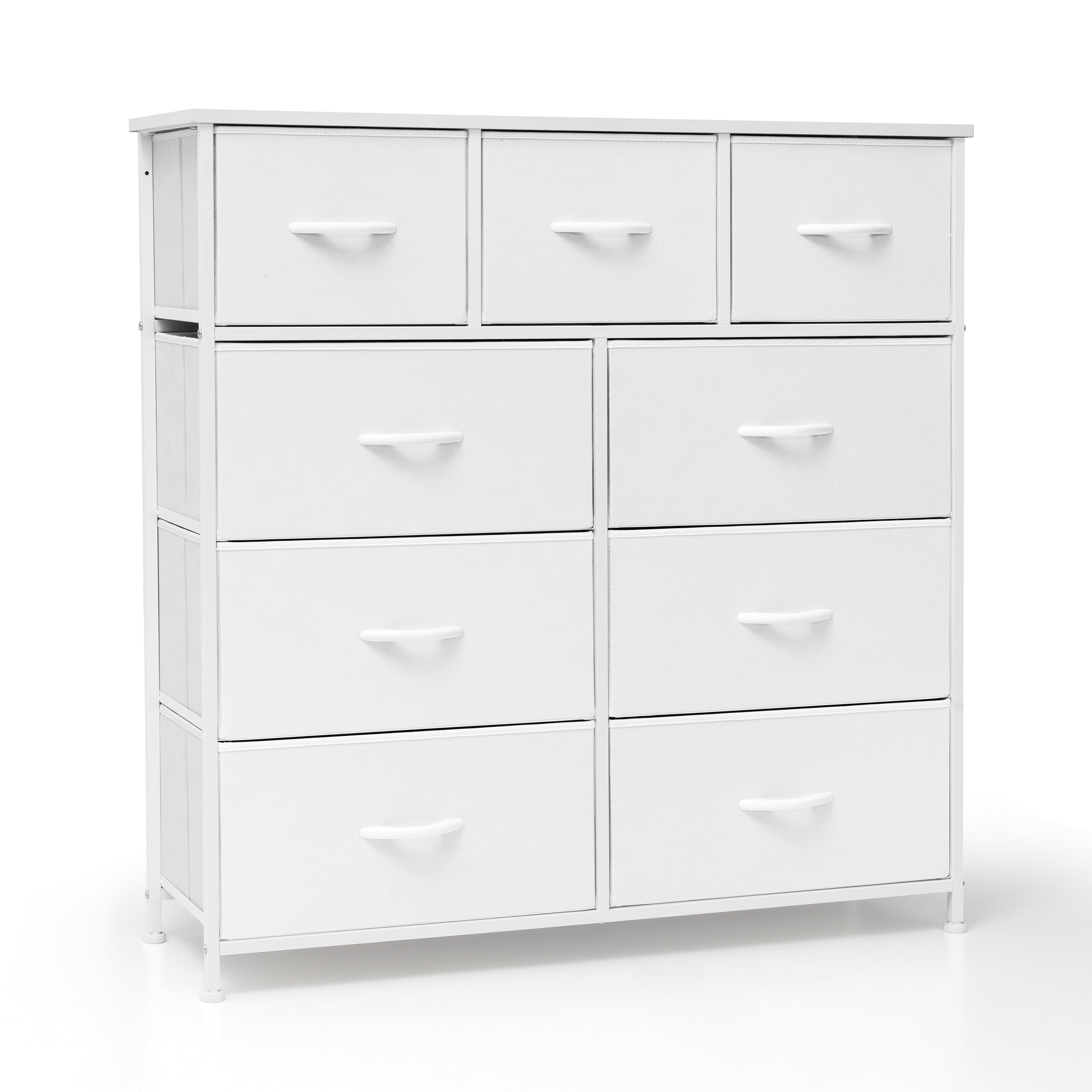VREDHOM Extra Wide 9 Drawers Fabric Dresser Storage Organizer White N/A ...