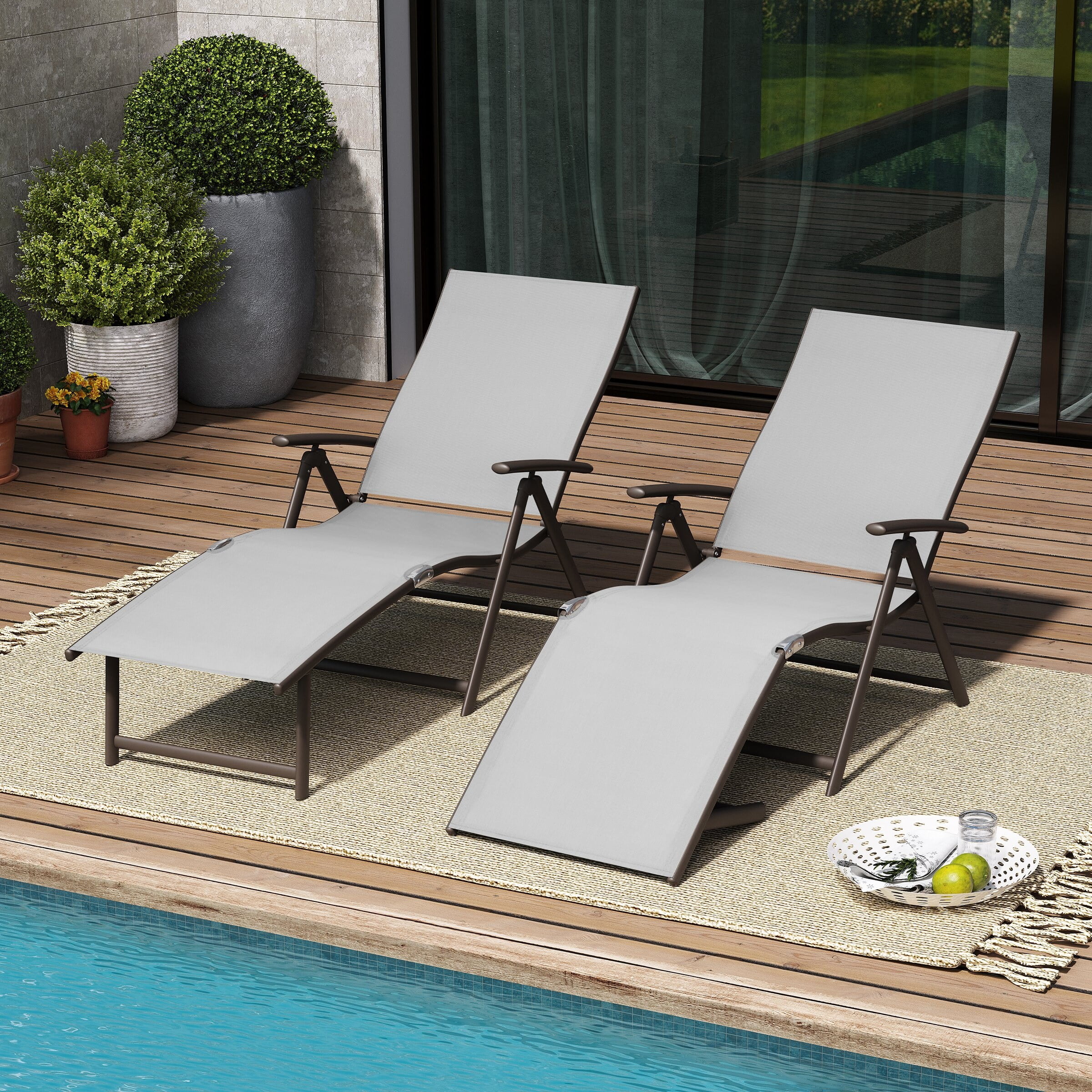 VREDHOM Outdoor Portable Folding Chaise Lounge Chairs (Set of 2) - 70" L x 20" W x 14" H Light ...