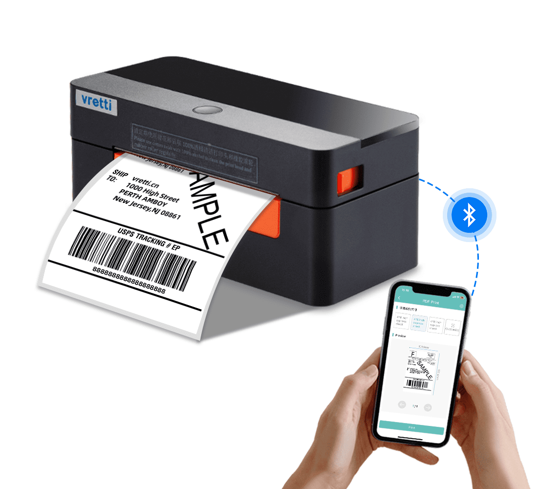 VRETTI Bluetooth Shipping Label Printer, 4x6 Label Printer for Shipping