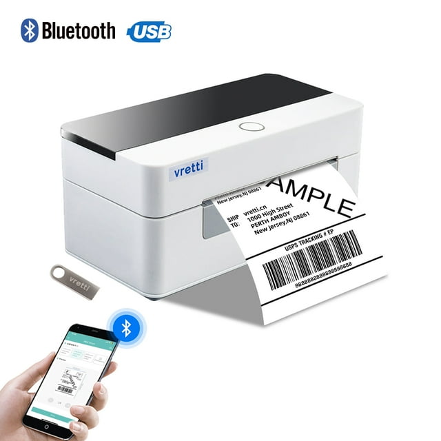 VRETTI Bluetooth Thermal Shipping Label Printer, Wireless 4x6 Shipping