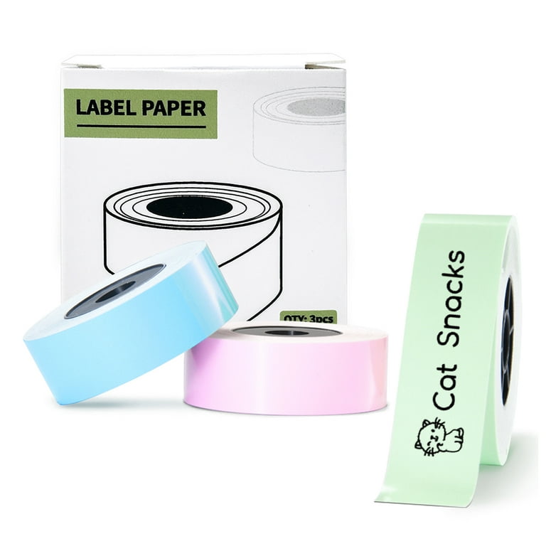 VRETTI HP3/HP4 Thermal Label Tape, 0.59 x 0.27 inch (15mm x 7m)Continuous  Label Tape, Pink/blue/Green Sticker Thermal Paper Self-Adhesive Label Tape