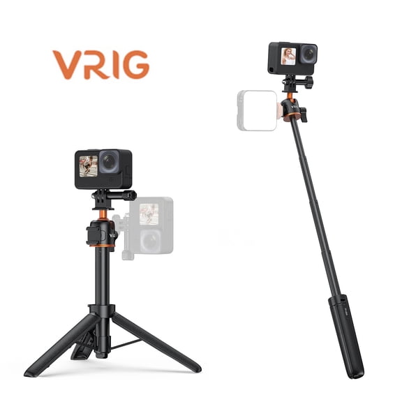 VRIG Mini Tripod Selfie Stick 2-in-1 Extendable 360 Adjustable for GoPro Camera
