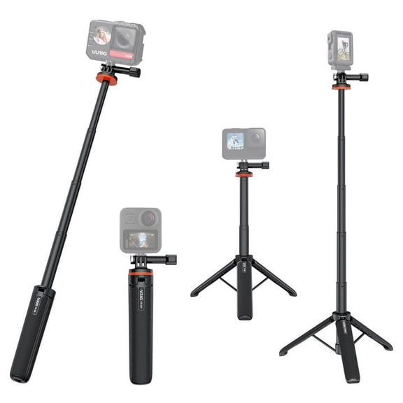 VRIG TP-08 Portable Selfie Stick Handheld Tripod Stand For GoPro Hero 12/11/10/9, For Vlog Live Streaming Selfie Video Recording