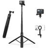 VRIG TP-31 71" Action Camera Selfie Stick Tripod Extendable Tripod Stand with 1/4" Screw Go Pro Adapter and Magnetic Phone Mount Compatible with iPhone/DJI Osmo Action 5 Pro/Insta 360 X5