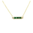 thumbnail image 1 of VRJewels 14k Solid Yellow Gold Diamond Emerald Baguette Bar Necklace, 1 of 9