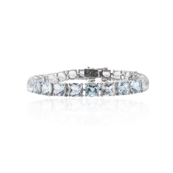 VRJewels 25.01 Carats Cushion cut Aquamarine Tennis Bracelet Sterling Silver Grandma Gift