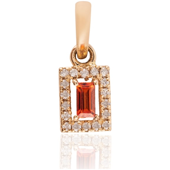 VRJewels Delicate Dainty Diamond Pendant with Orange Sapphire in 14K Gold
