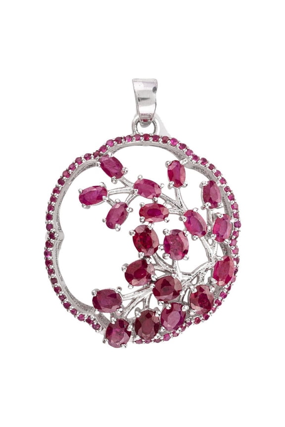 Genuine Ruby Tree of Life Pendant Crafted in 925 Sterling Silver