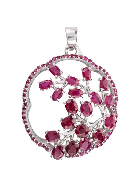 Genuine Ruby Tree of Life Pendant Crafted in 925 Sterling Silver