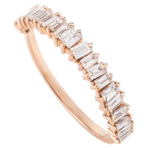 VRJewels Natural Diamond Engagement Stackable Band Ring in 14k Solid Rose Gold for Her