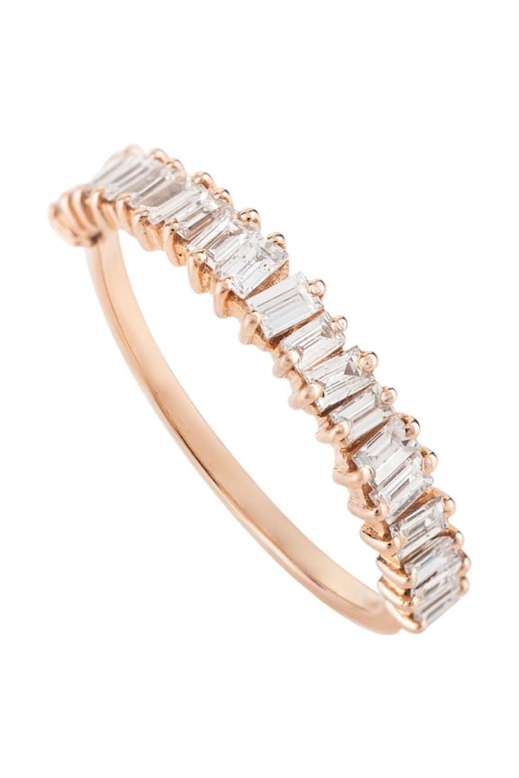 VRJewels Natural Diamond Engagement Stackable Band Ring in 14k Solid Rose Gold for Her