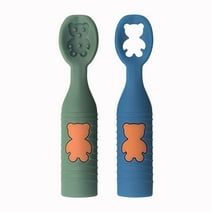 VRKET Silicone Baby Spoons, BPA Free, Dishwasher and Boil Safe; Pack of 2, Blue/Green