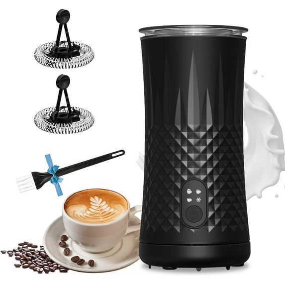 VRORFUN Electric Milk Frother and Steamer, 4-in-1 Automatic Milk Frother and Warmer Heater, Hot and Cold Milk Foam Maker for Coffee, Latte, Cappuccino Silent Operation, Black