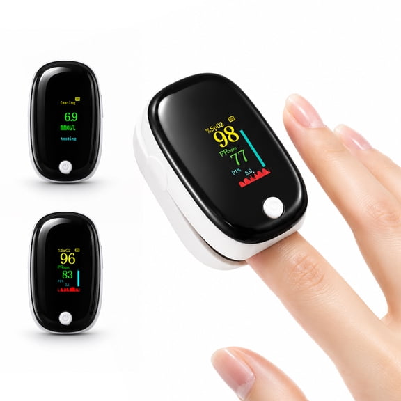 VROVIRE Portable Fingertip Clips Glucose Monitor, 30-Second Glucose Estimate Display, Needle-Free Clip, Easy One-Button Operation, White