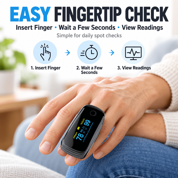 VROVIRE Rechargeable Fingertip Pulse Oximeter with Type-C Charging, 0.96-inch TFT Color Display, Black