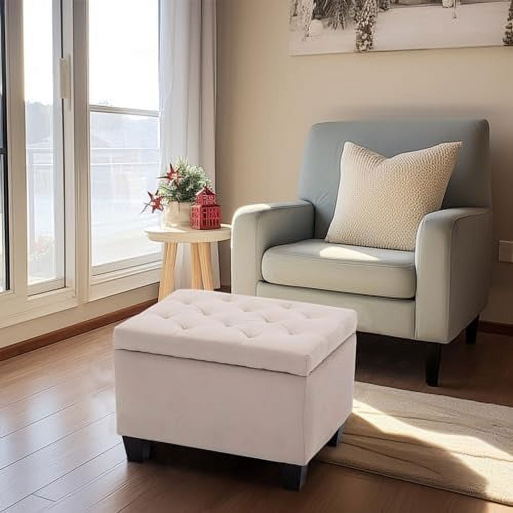 VRQNDHT 24 Inch Modern Tufted Bedroom Ottoman Bench Faux Leather Lift ...