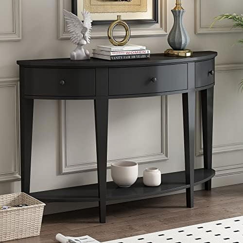 VRQNDHT Retro Curved Console Table with Open Style and Two Top Drawers