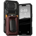 thumbnail image 1 of VRS DESIGN Origin Wallet Case for iPhone 16 Pro (2024), Rugged Semi-Automatic 3-Card Holder Slot & Kickstand Phone Case (Metallic Red), 1 of 5