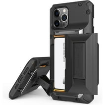 VRS Design Phone Case for iPhone 12 Pro Max, [Damda Glide Hybrid] Premium Sturdy Card Holder [4 Cards} Wallet Case with Kickstand (Black)